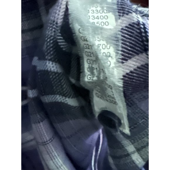 Lucky Brand women’s sz L purple blue plaid button front pocket long sleeve top - Picture 8 of 9